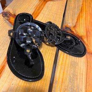 Tori Burch black patent sandals size 7M